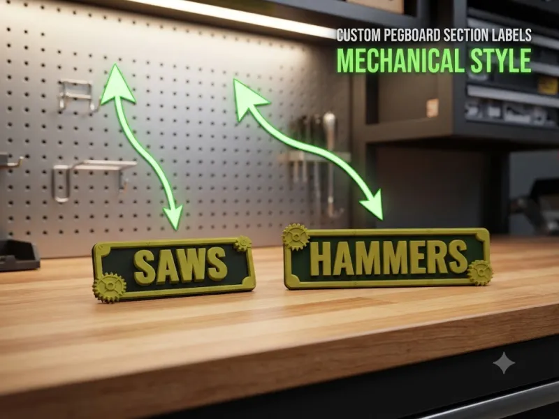 CUSTOMIZABLE PEGBOARD LABELS - Mechanical Theme