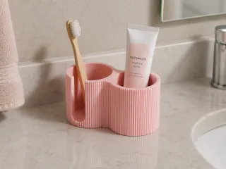 Holder for cotton pads and swabs in the bathroom