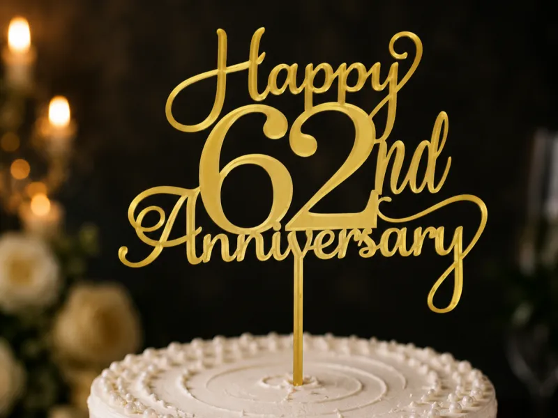 62nd Anniversary Cake Topper