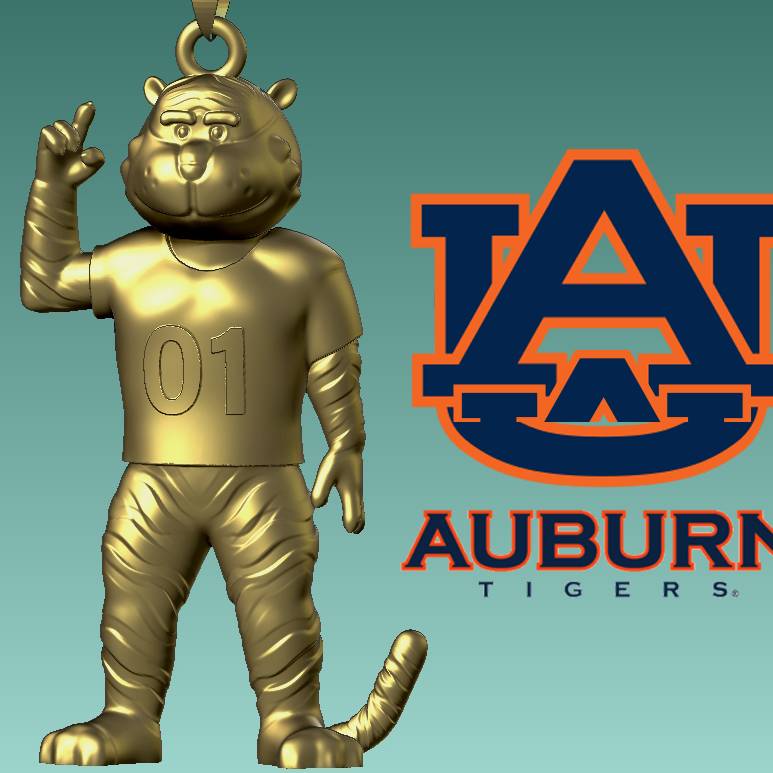 NCAA - Necklaces AUBURN TIGERS - Hanging Figurine - 3D print