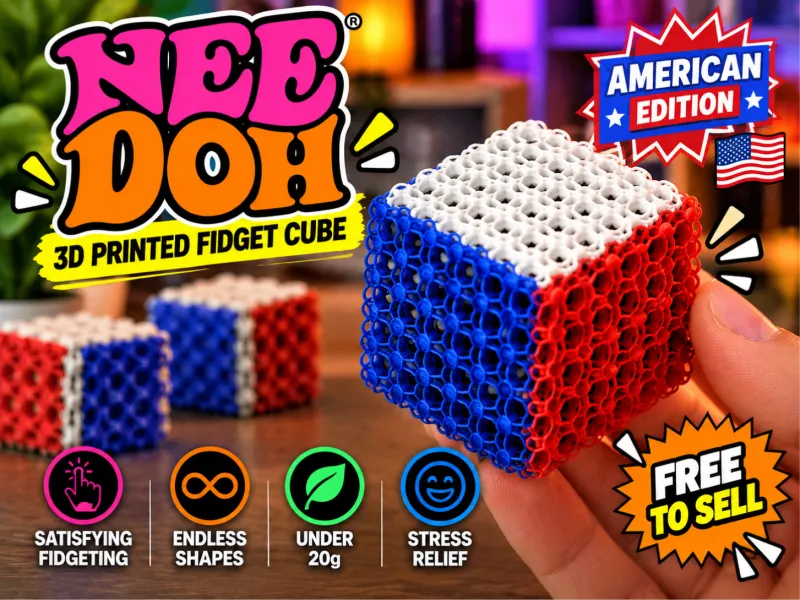 Squishy Needoh Fidget Cube- America Colors  Free to sell