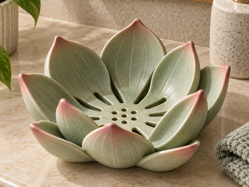 Porte-savon Succulente | Plateau de drainage en forme de feuille