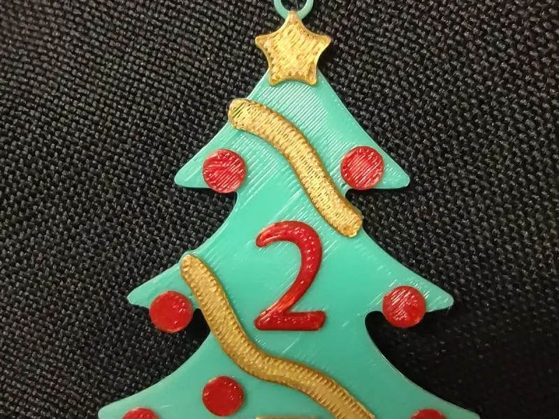 Number 2 - Christmas Tree with Baubles, Tinsel and Star