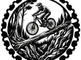 MTB Downhill Wallart simple in single color