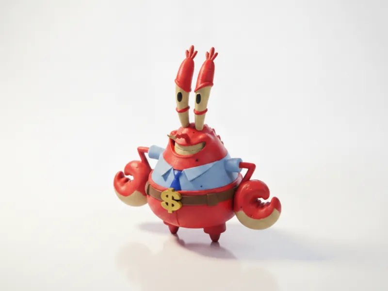 Figurilla del Sr. Cangrejo Dibujos Animados Animación Imprimible en 3D