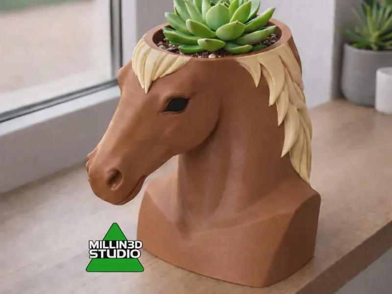 Paardenhoofd sculptuur standbeeld plantenbak