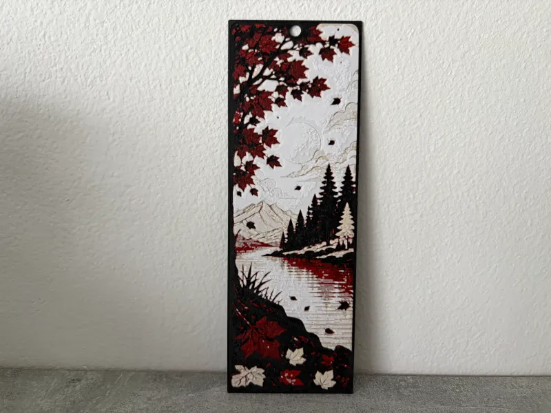 Autumn Mountain Lake Bookmark - HueForge Art