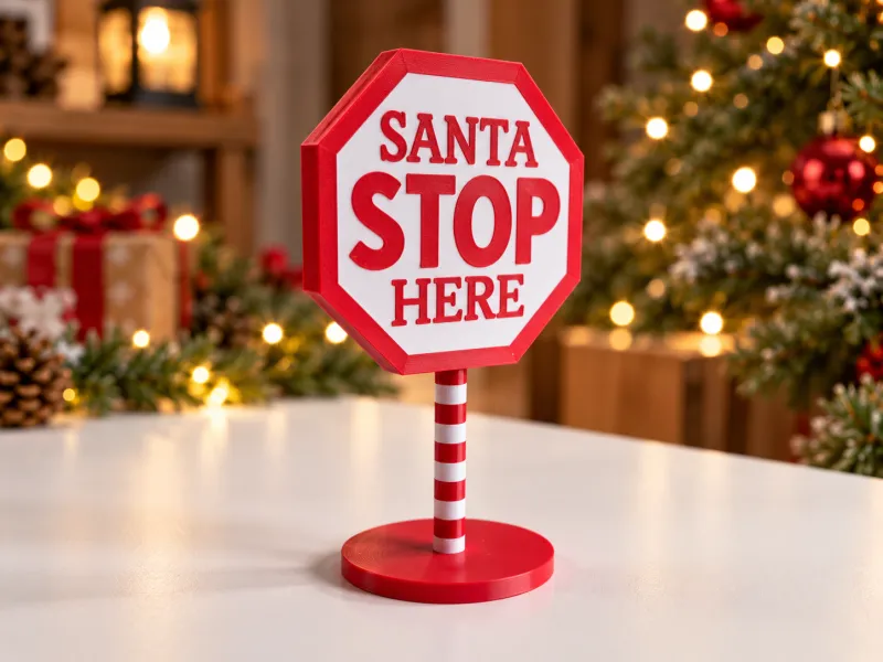 Santa Stop Here – Insegna Decorativa di Natale