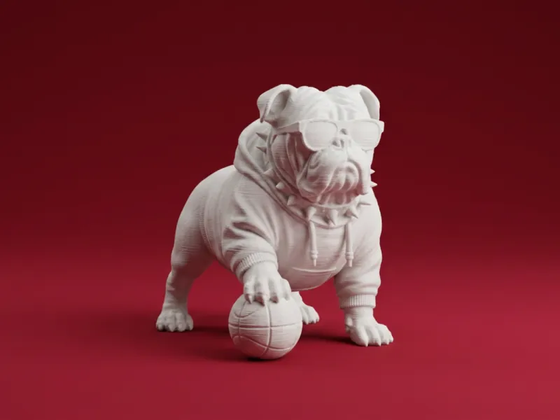 Niedliches cooles 3D-Modell: Basketball-Bulldogge-Deko