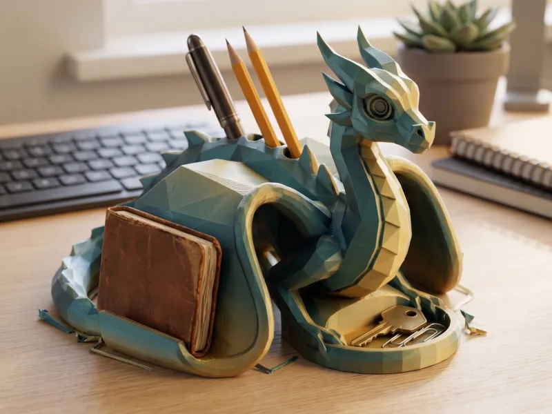 Dragon Desk Organizer – Fantasy Pen Holder & Desk Tray