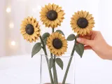 Décor floral tournesol | Tête de fleur et tige séparées-0