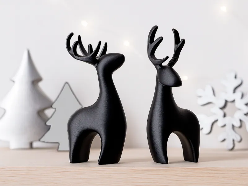 Modern Geyik Seti 2 Adet Noel Ren Figürü
