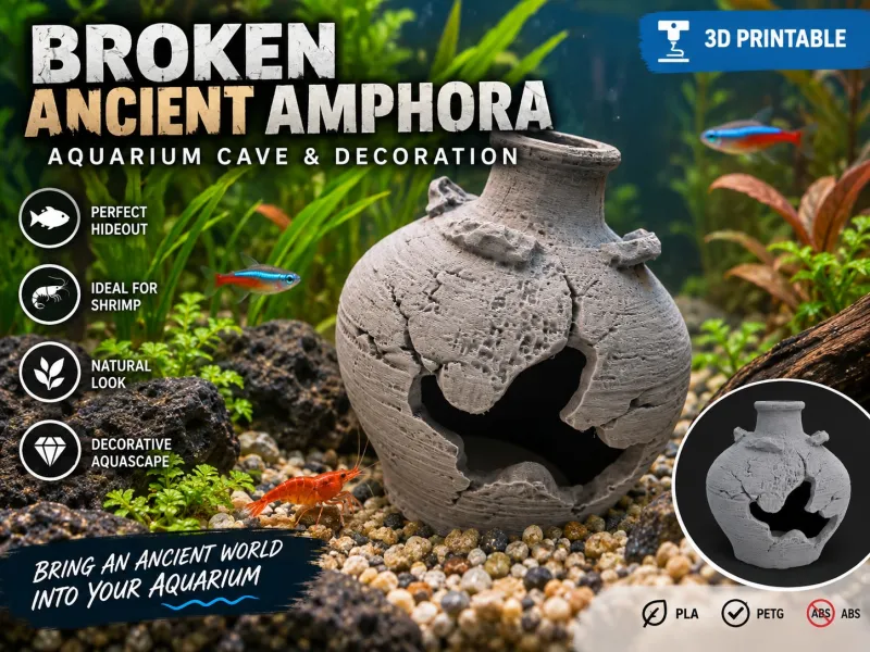 Broken Ancient Amphora – Aquarium Cave & Decoration