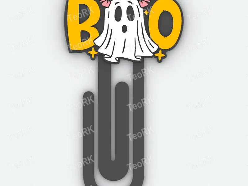 Paperclip Cute Ghost Boo - bookmark