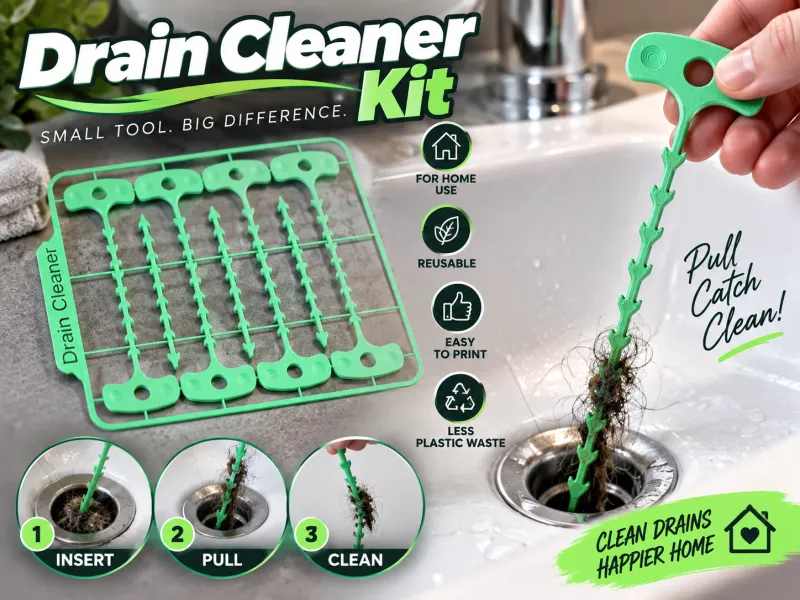 Kit de Limpeza de Ralo – Cobra Desentupidora Impressa em 3D