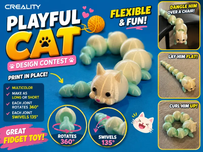🐱 Infinity Flexi Cat – Print-in-Place Articulated Fidget