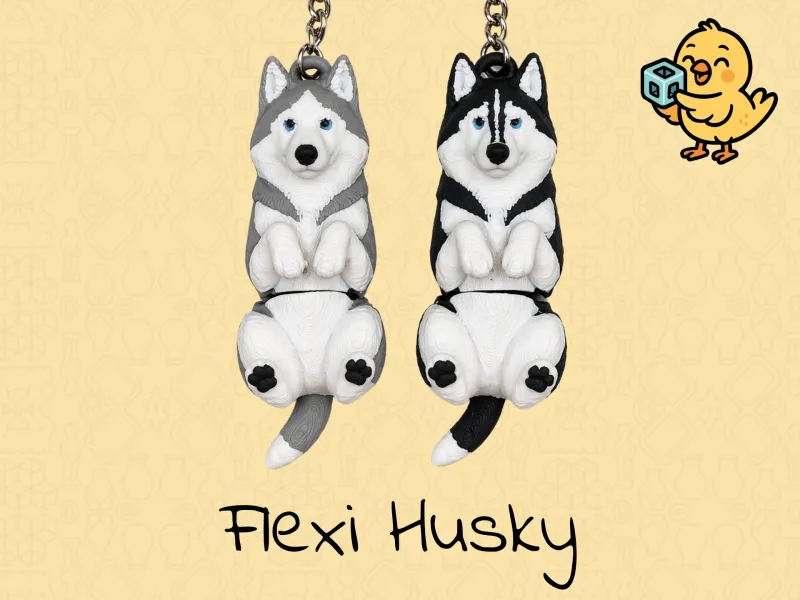 Syberian Husky Keychain – Articulated Flexi Cute Toy Dog