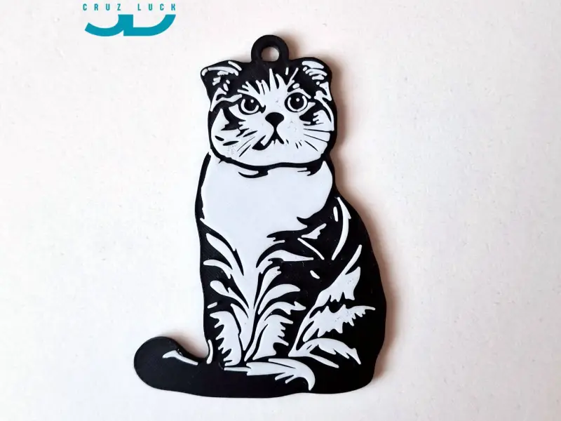 Schotse vouwoorkat sleutelhanger+magneet