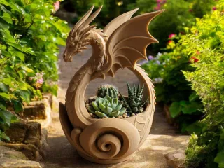 Dragon Guardian Planter – Fantasy Succulent Pot