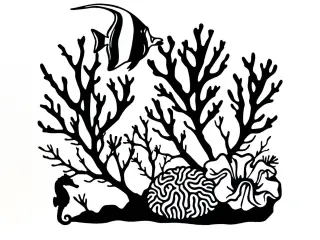 Moorish idol and coral