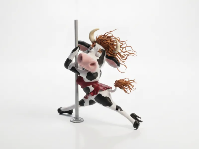 踊る牛のフィギュア 女性キャラクター 3Dプリント可能