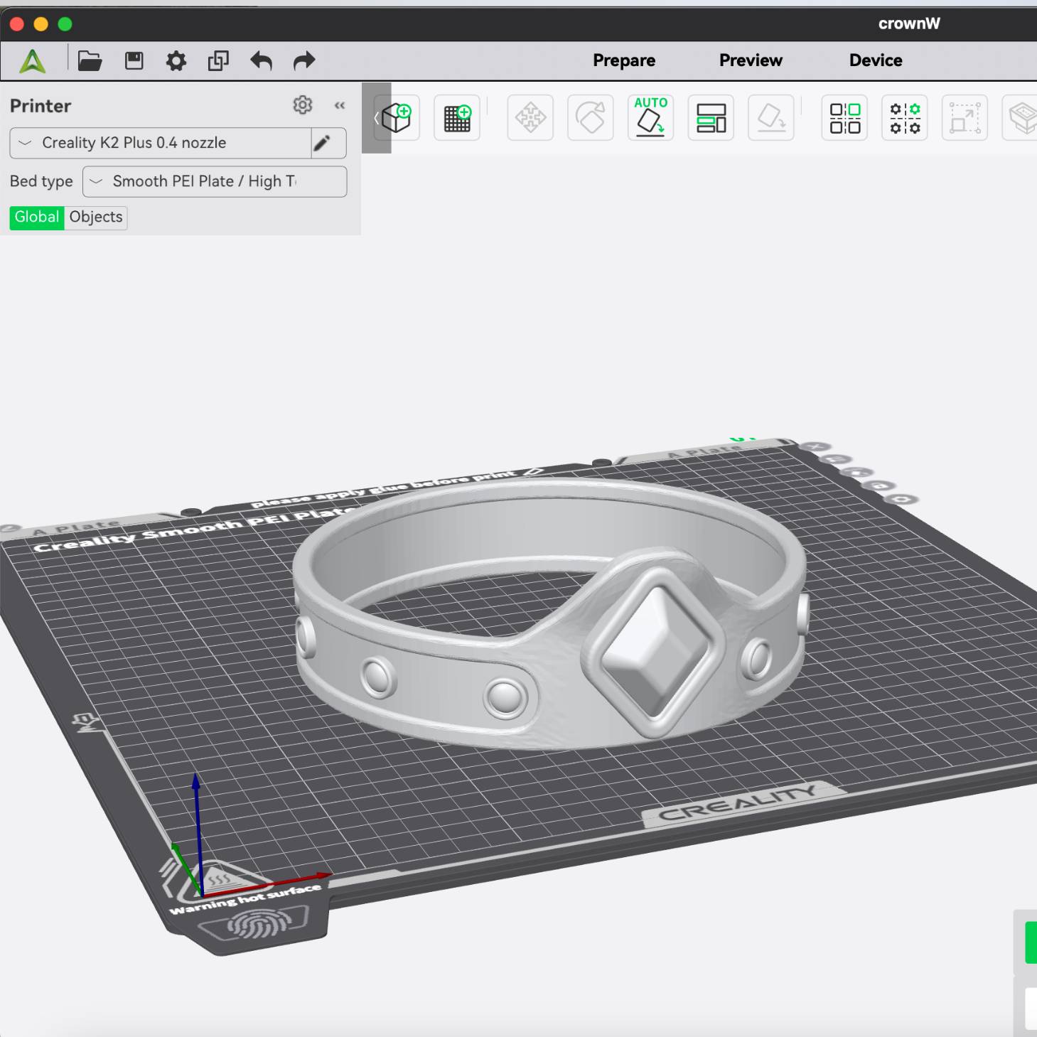 Home print settings: crownW.3mf