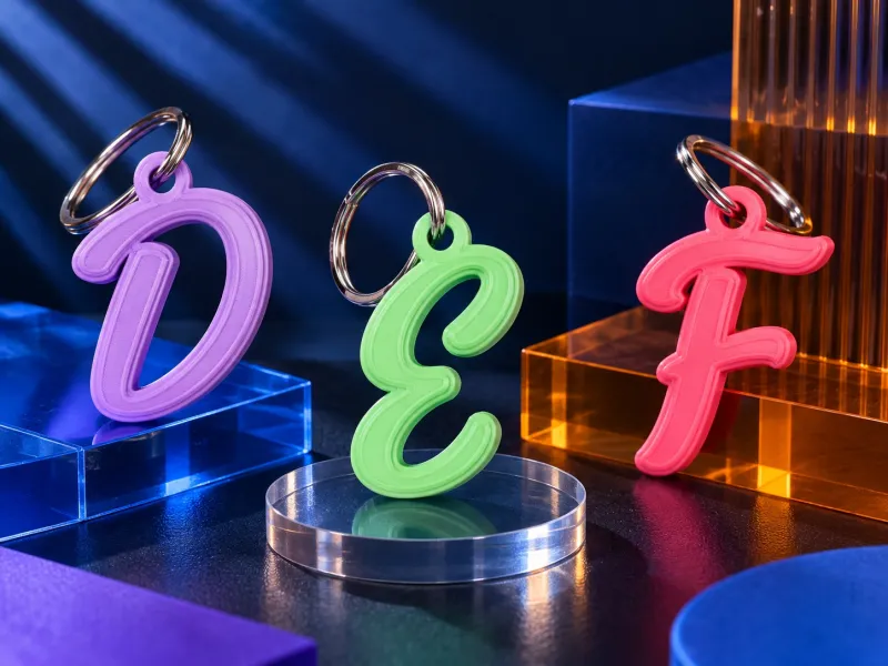 Chaveiros de Letras D–E–F | Iniciais Elegantes Impressas em 3D