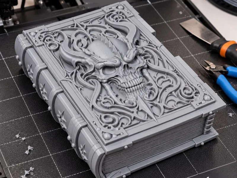 Boîte-livre crâne de démon STL | Boîte de rangement gothique