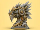 Mechanical Dragon Statue Futuristic Steampunk Dragon Head-0