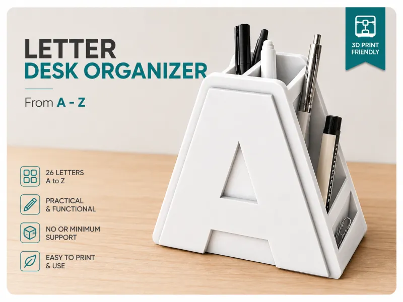Organizzatore da scrivania alfabetico | Lettere A-Z | Font Arial maiuscolo