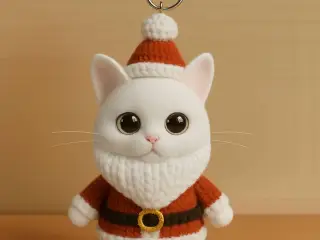 knitted SantaCat KeyChain