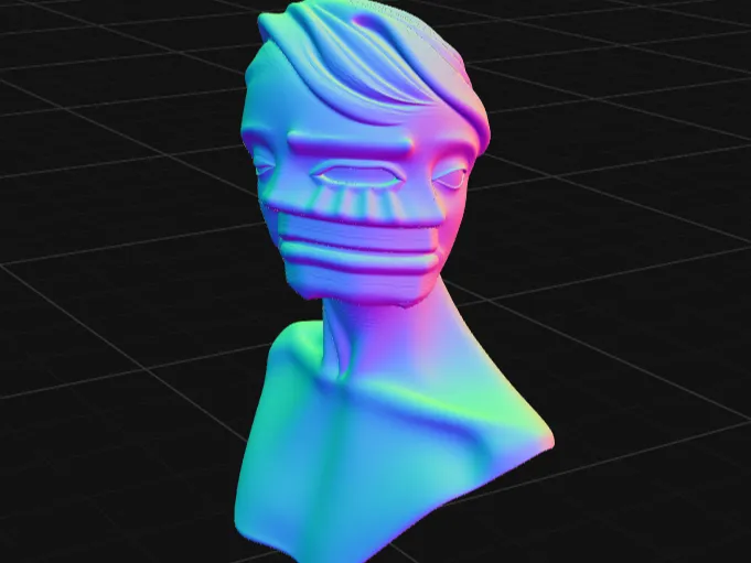 Surreal Face Bust – Distorted Human Portrait Sculpture