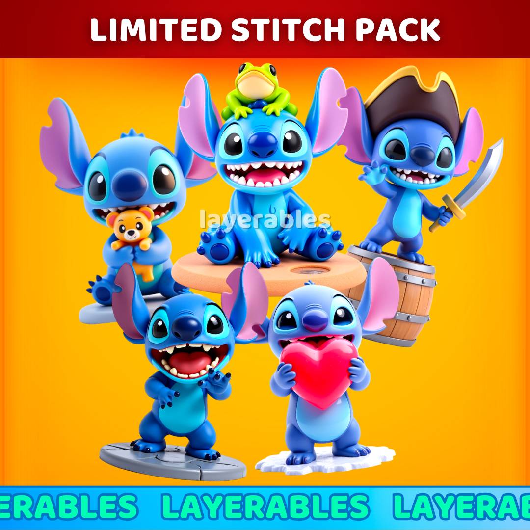 Limited Stitch STL Pack – 5 Printable Chibi Figures –Fan Art