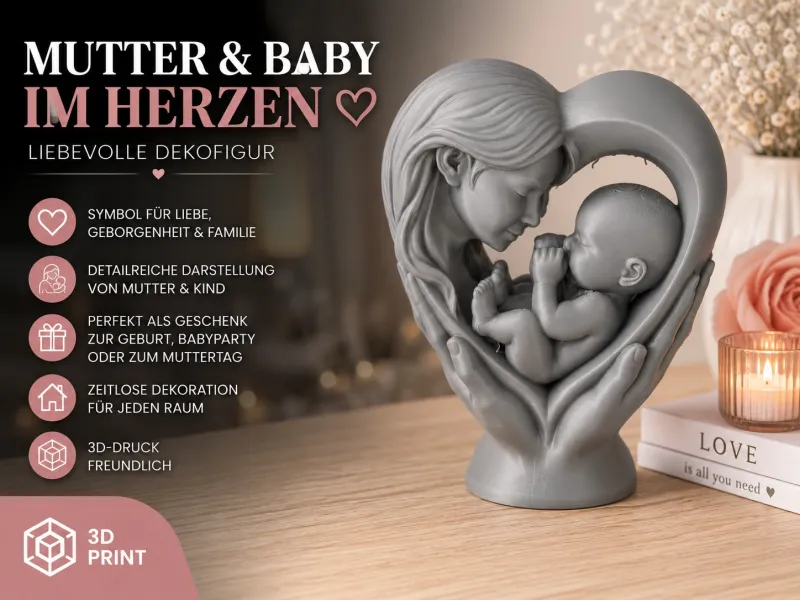 Mutter & Baby im Herzen – Liebevolle Dekofigur