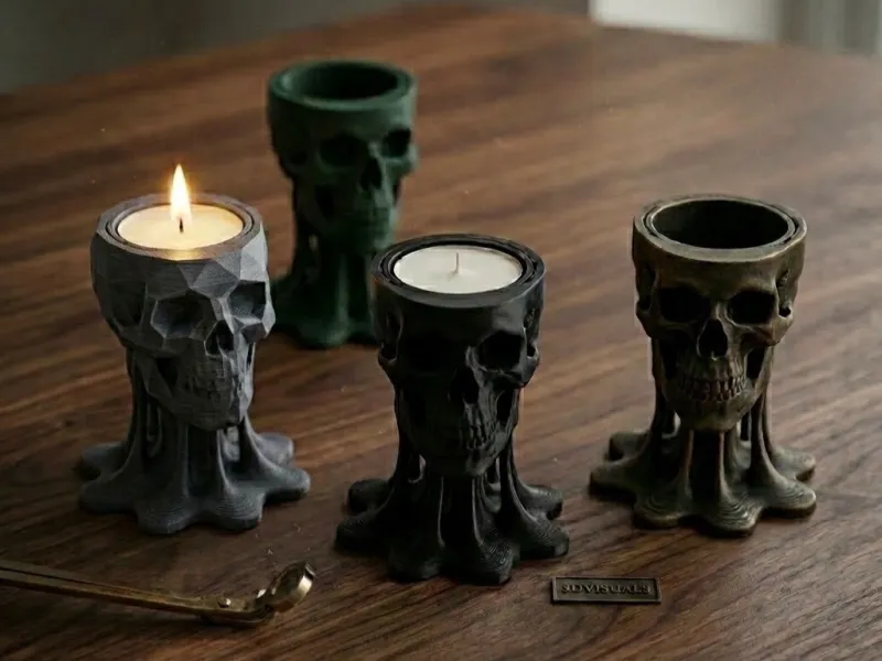 Melting Skull Candle Holder