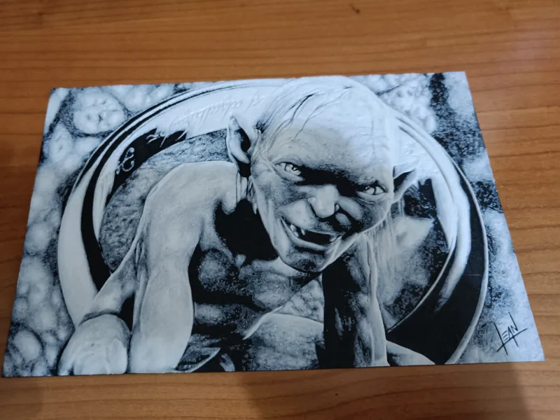 Gollum Smeagol - O Senhor dos Anéis Foto 3D P&B