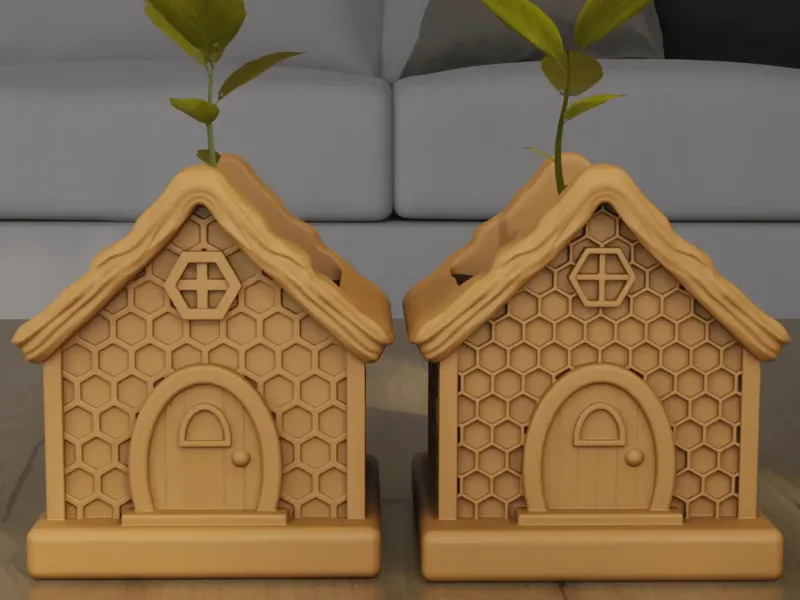 Cozy Bee Cottage Planter STL 3D Printable Model