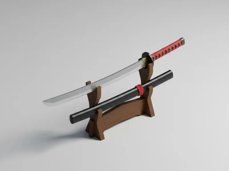 Suport pentru Katana de Samurai Low Poly
