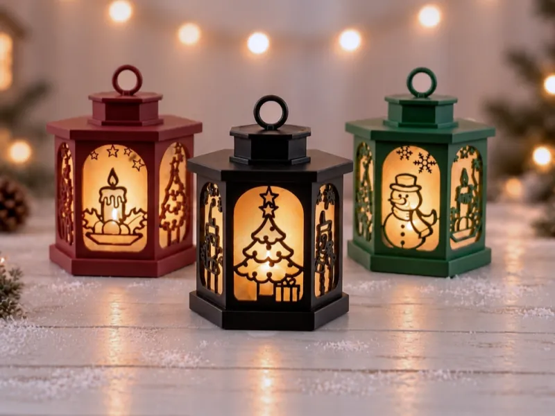 3D Christmas Lamp,Christmas Lantern, Night Light,Candle Hold