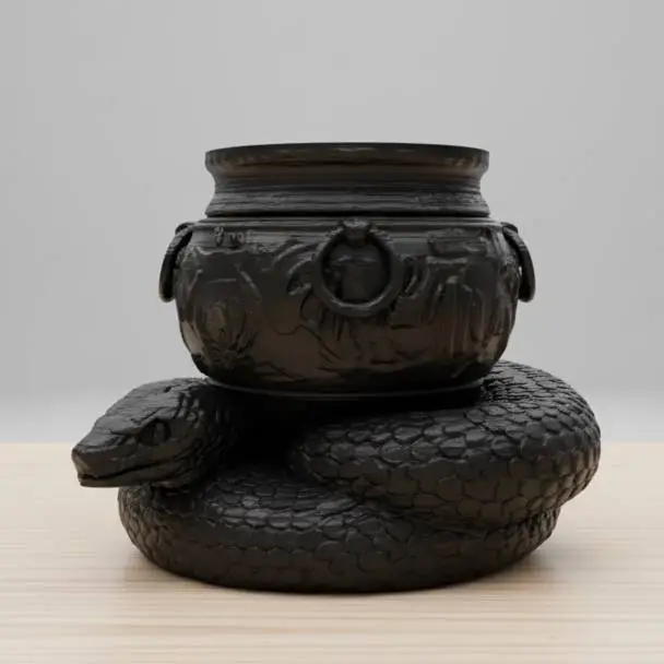 Witch Cauldron Atop Snake