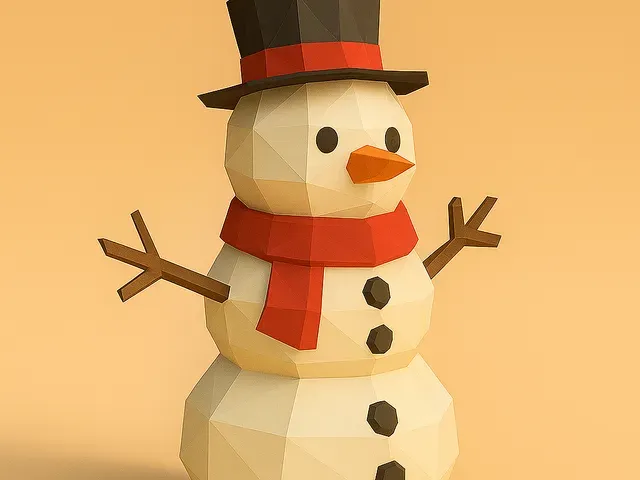 Low Poly Snowman 3D Model