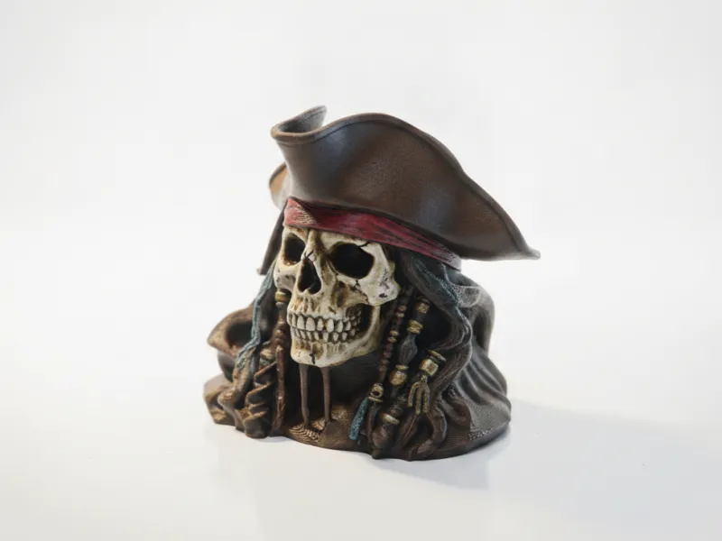 Scultura 3D Stampabile Mezzo Teschio Volto Jack Sparrow