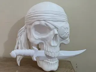 Pirate Skull with Knife- Desk and Wall Displays