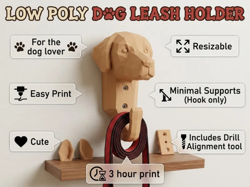 Suporte de Guia para Cães Low Poly