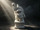Patrick Star lifting a ball举球的派大星石狮子摆件-0
