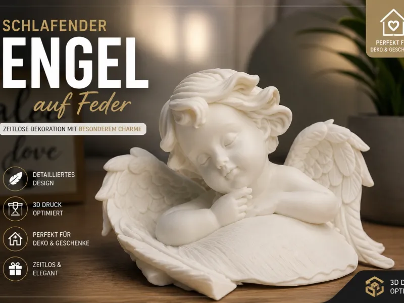 👼 Schlafender Engel auf Feder