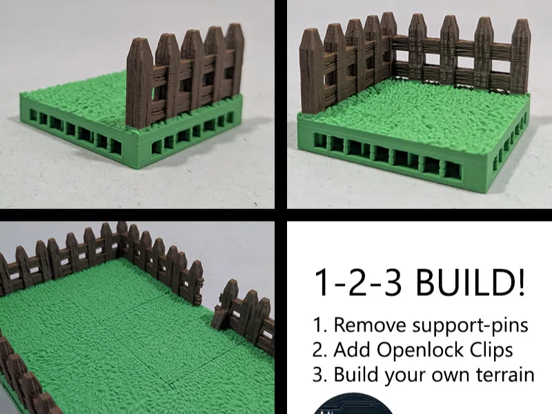 Wooden fence on grass tile - OPENLock system