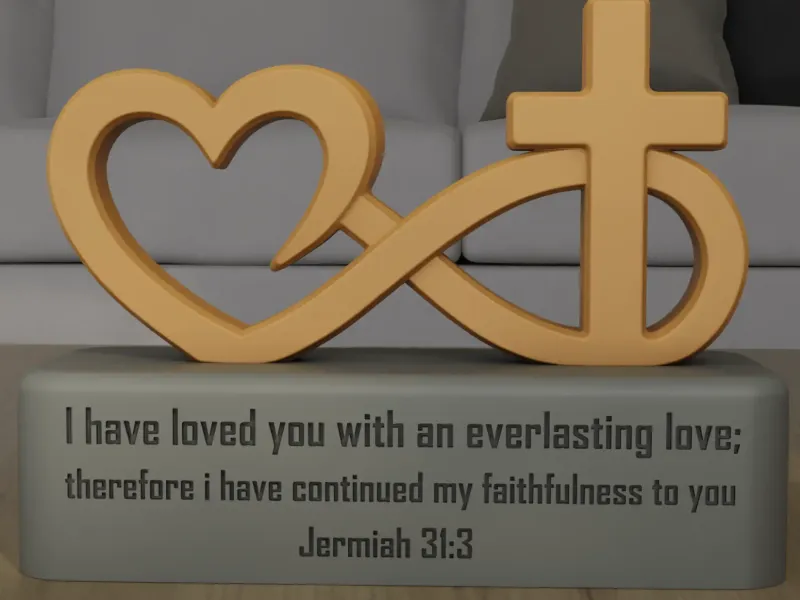 Jeremiah 31 3 Bible Verse Infinity Cross Heart STL