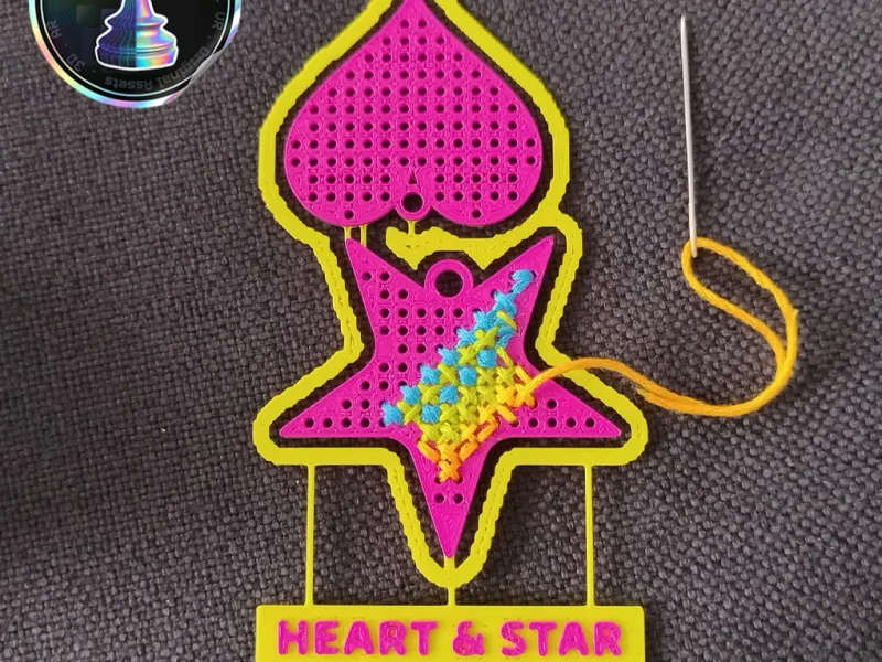 Stitching Kit Card with Heart and Star
