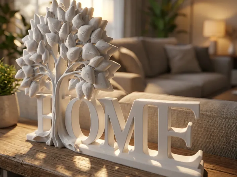 Decorative HOME Sign with Tree – Living Room Shelf Decor
